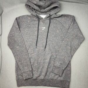 Gymshark Hoodie Womens Small Black Speckled Fleece Pullover Space Dye Oversize